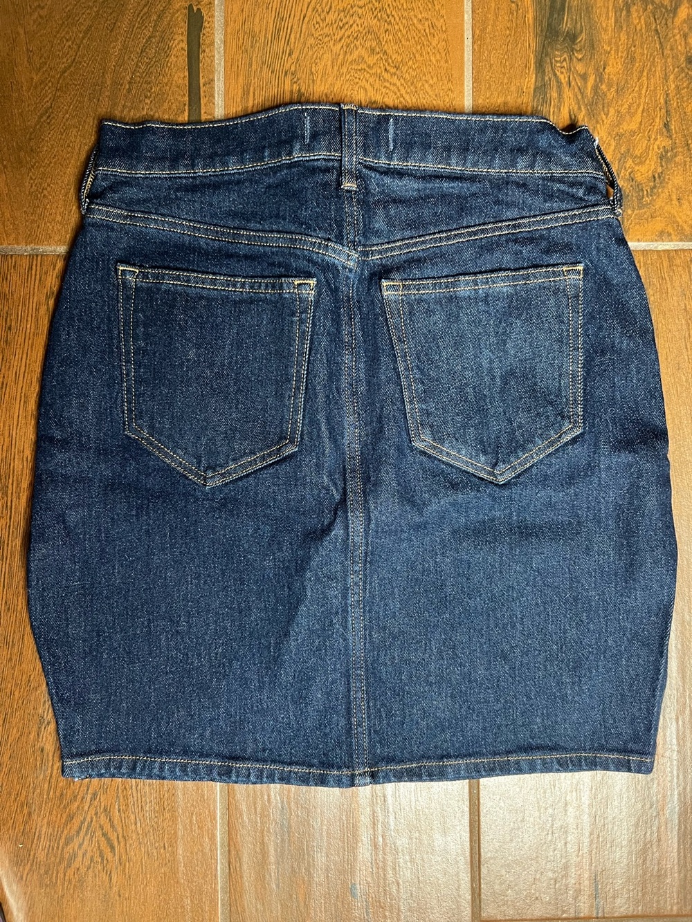 Abercrombie & Fitch Dark Wash Denim Midi Skirt Size 25 Mid Rise Side Slit - Picture 4 of 5